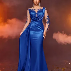 eleganterobedesoireebleuroipourfemme