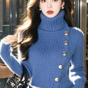 pullbleuelegantacolmontantpourfemme