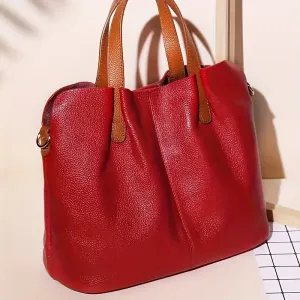 Sac fourre-tout en cuir véritable pour femme