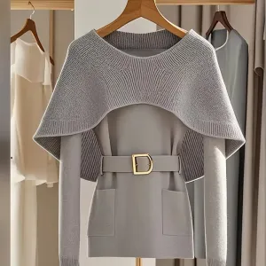elegantcardigangrisentricotaveccapeetchale