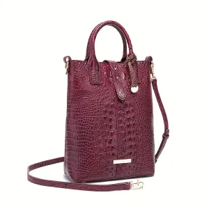 Sac fourre-tout élégant à motif crocodile, sac à main tendance
