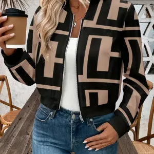 blousonaviateurlegerafermetureeclairetimprimegeometriquepourfemme