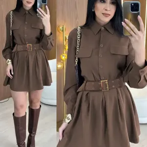 robetrapezemarronelegantepourfemme