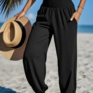 pantalondejoggingtaillehauteetjambeslargespourfemme