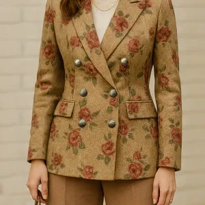 blazerelegantvintageafleurspourfemme