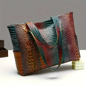 Sac à main Chic PeaRooster bleu effet crocodile pour femme