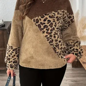 sweatshirtenpelucheimprimeleopardpourfemme