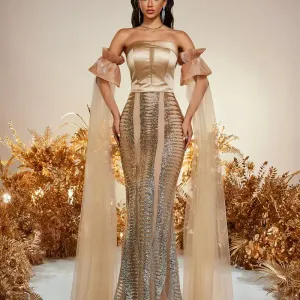 eleganterobesireneasequinsepaulesdenudeesetmanchestournantes