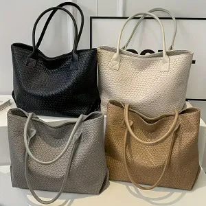 Sac fourre-tout simple et élégant en tissu tissé pour femme