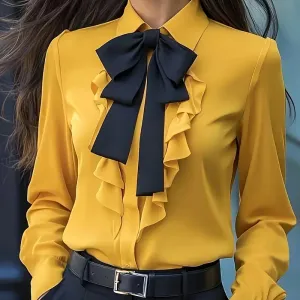 chemisierelegantpourfemmeavecnoeudavolants