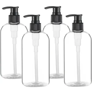 Lot de 4 flacons pompe transparents de 300 ml