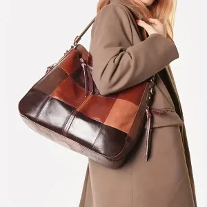 Sac cabas de luxe avec coutures pour femme, sac à bandoulière en cuir véritable