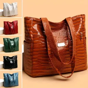 Sac cabas femme effet croco - Sac bandoulière convertible grande capacité