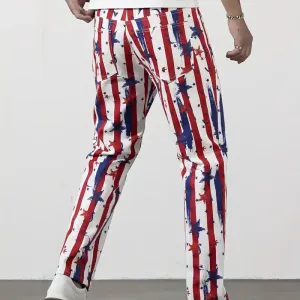 pantalondecontractecoupedroiteaimprimeetoilespatriotiquespourhomme