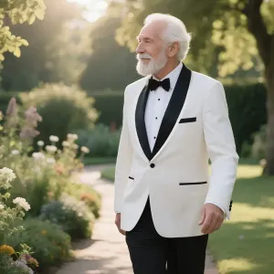 vestedesmokingblancheelegantepourhommeavecdetailsnoirs