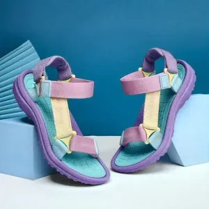 Sandales tendance violet poudré pour fille, chaussons de plage d'été