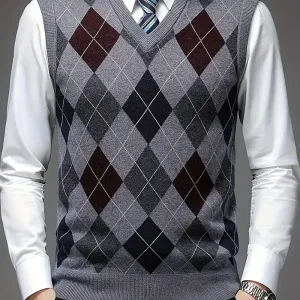 giletenmailleacolenvetmotiflosangespourhomme