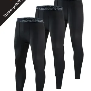Lot de 3 leggings de compression haute élasticité pour homme