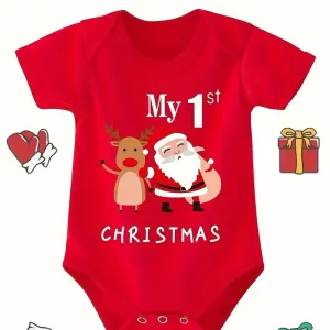 Tenue de Noël pour bébé fille - Robe à smocks avec boutons-pression