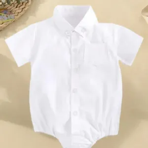 Barboteuse d'été décontractée à manches courtes et col chemise pour garçon
