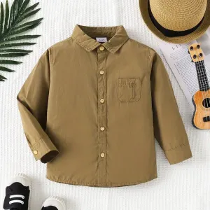 chemisekakiamancheslonguesavecpochespourgarcon