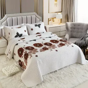 paruredelitmatelassee3piecesaimprimefloralbrosseavectaiesdoreiller