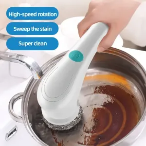 Brosse de nettoyage électrique, brosse à récurer électrique rechargeable par USB avec 5 têtes remplaçables et brosse rotative pour sols