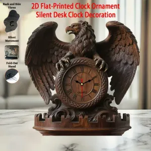 horlogedetableplate2denboismotifaigleeuropeen