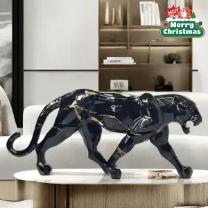 sculpturecontemporaineleopardnoiretdore