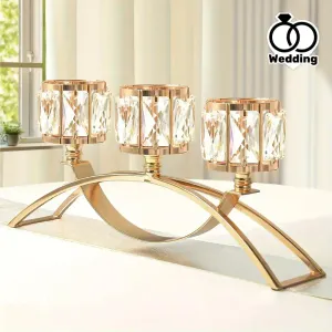 lotde3bougeoirselegantsenmetalavecbougeoirencristal