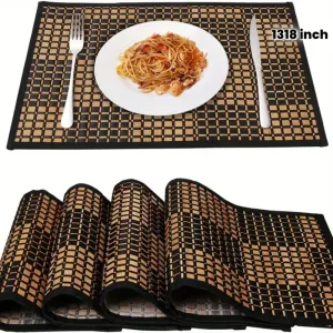 Lot de 4 sets de table en bambou pour table à manger