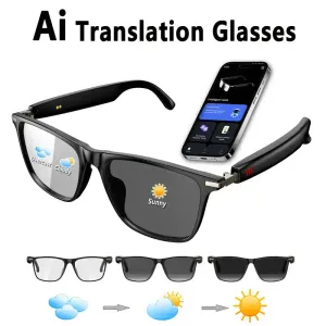 Lunettes connectées IA, traduction en temps réel en 160 langues, système de chat GPT