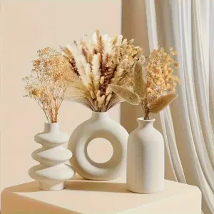 lotde3vasesbohemesenceramiquerondsetdecoratifsblancs3en1