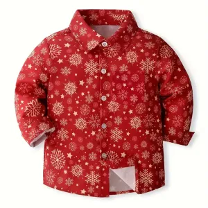 Chemise de Noël rouge à manches longues pour garçon