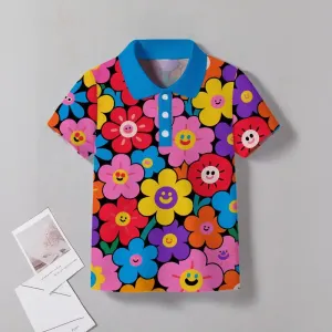 poloaimprimefloralvibrantpourgarconmanchescourtes