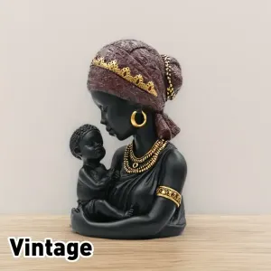 statueelegantedemereafricainefigurineenresinenoirede20cm