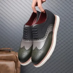 Mocassins Brogue Gris vert Élégants pour Homme
