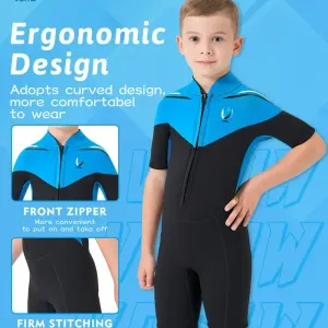 Combinaison de surf 3 mm pour enfants, manches courtes