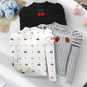 Ensemble de 3 t-shirts à manches longues décontractés et élégants pour filles