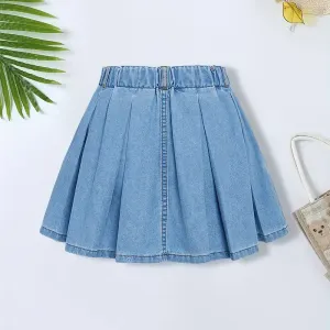 Jupe courte bleu clair effet denim pour fille