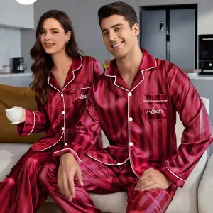 Prix ​​pour un ensemble : Pyjama rayé à manches longues pour couple