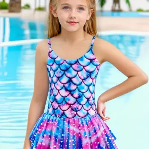 Maillot de bain bikini sirène pour filles - Queue de poisson scintillante 3D