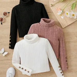 Ensemble 3 pièces automne-hiver pour filles : T-shirts manches longues unis