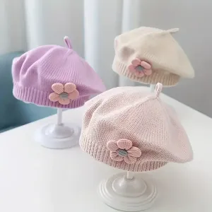 Béret fleuri pour bébé fille, 100 % coton tricoté, léger et extensible, idéal en toute saison