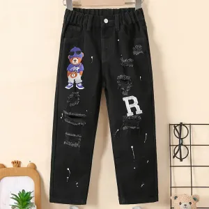 pantalonenfauxdenimextensibleetdechiretailleelastique