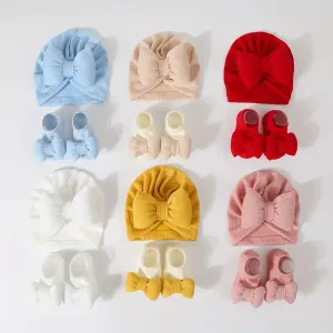 Ensemble bonnet et chaussettes 2 pièces pour bébé, idéal au quotidien