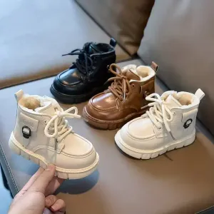 Bottes d'hiver mi-mollet chaudes avec col en peluche et fermeture éclair