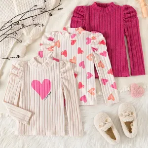 Ensemble 3 pièces pour filles, idéal pour l'hiver : pulls et t-shirts à manches bouffantes