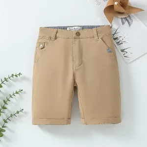 shortdecontractegarconkakicoupeajusteefermetureeclair