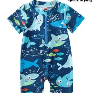 Maillot de bain une pièce imprimé à manches courtes pour enfants